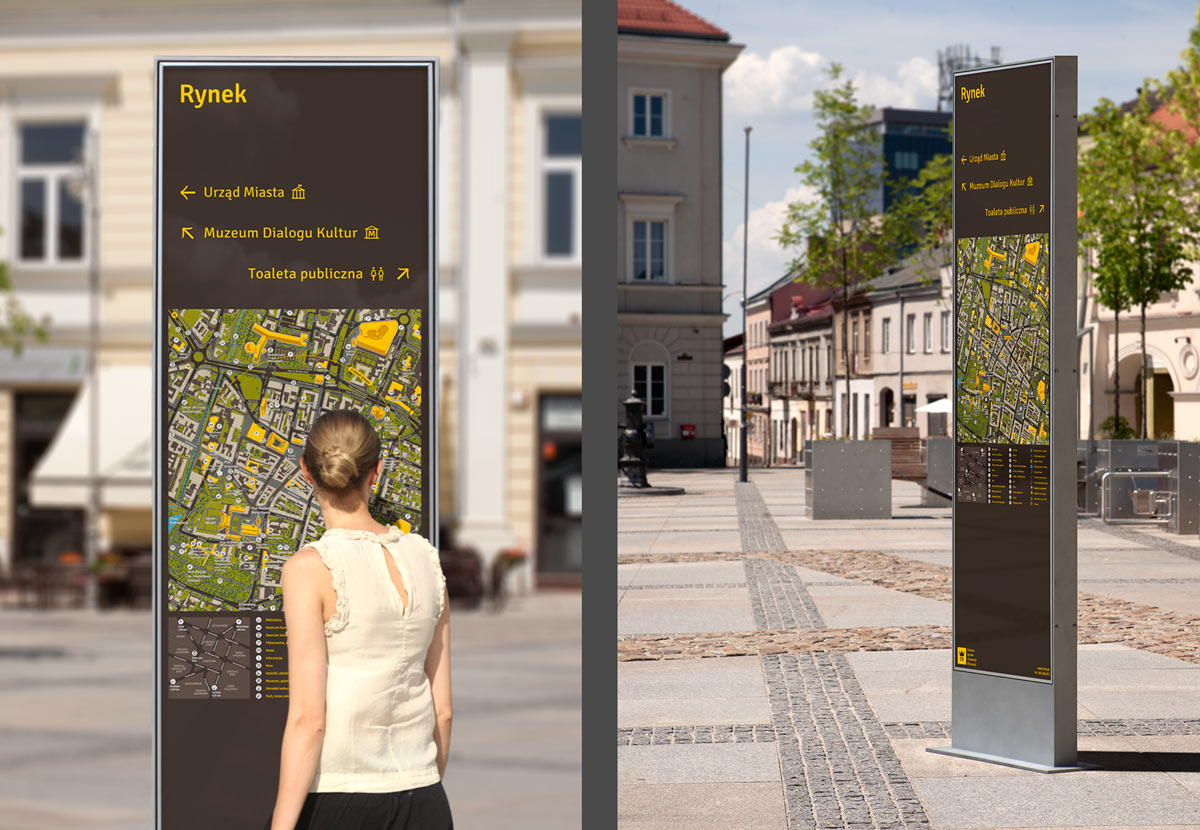 Kielce's Visual Information System - Wayfinding Information Carrier Design